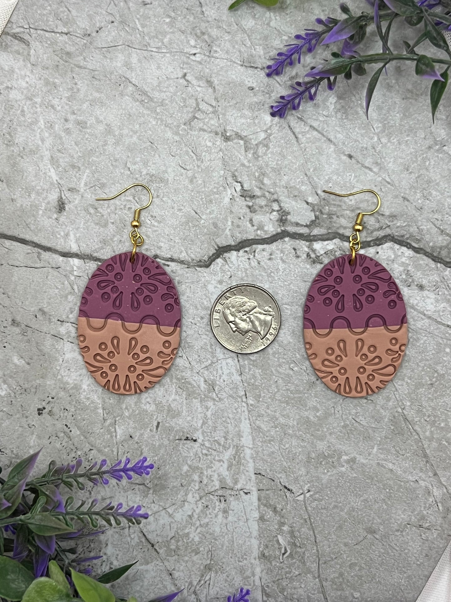 Mauve & Tan Textured Ovals