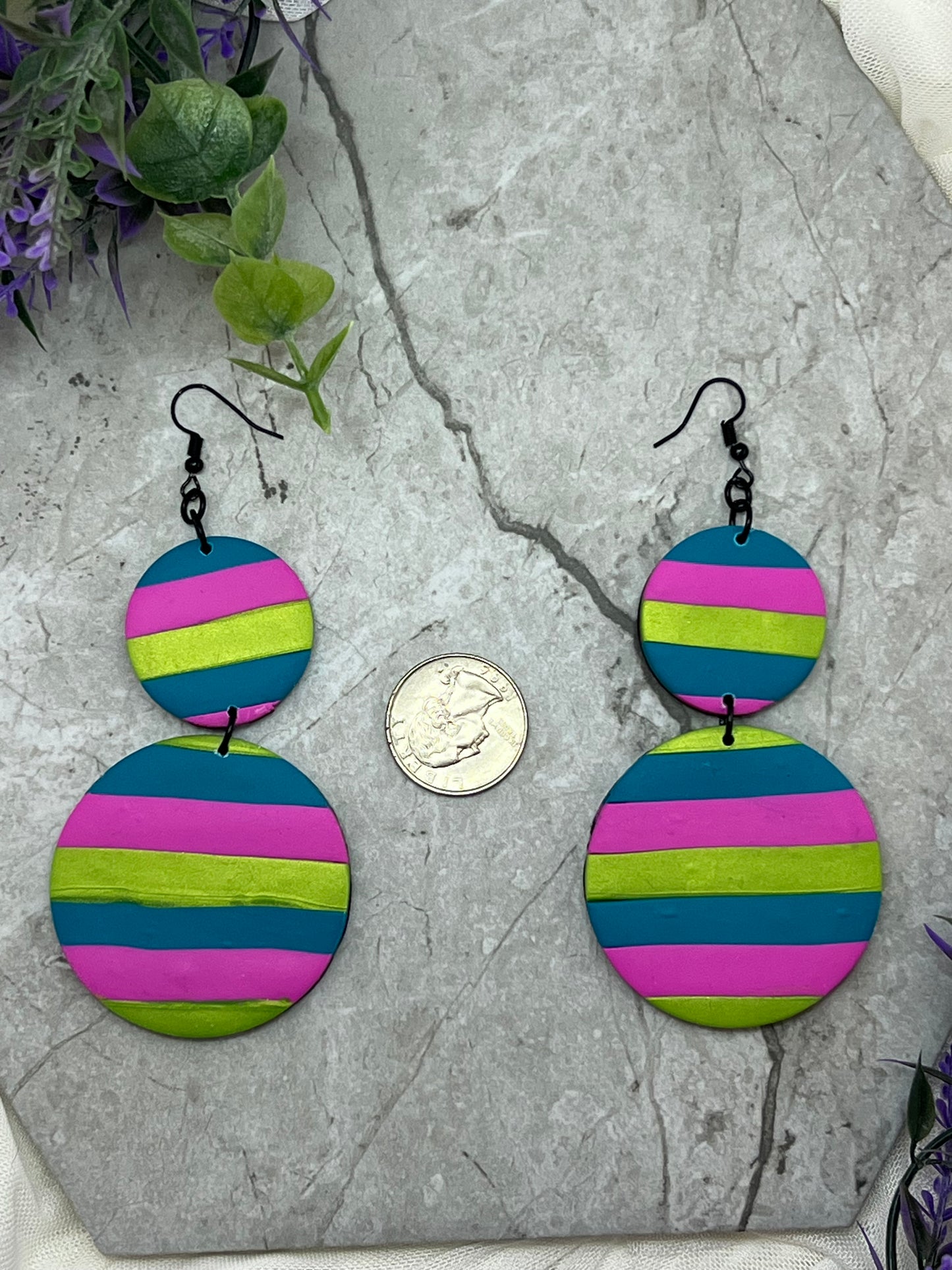 Neon Striped Dangles