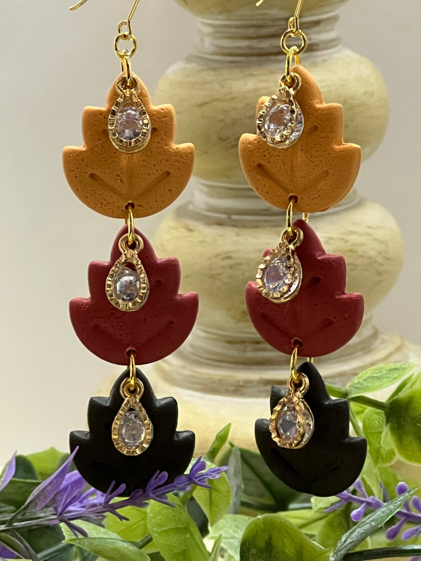 Fall Leaf Dangles with Gold Embellishments