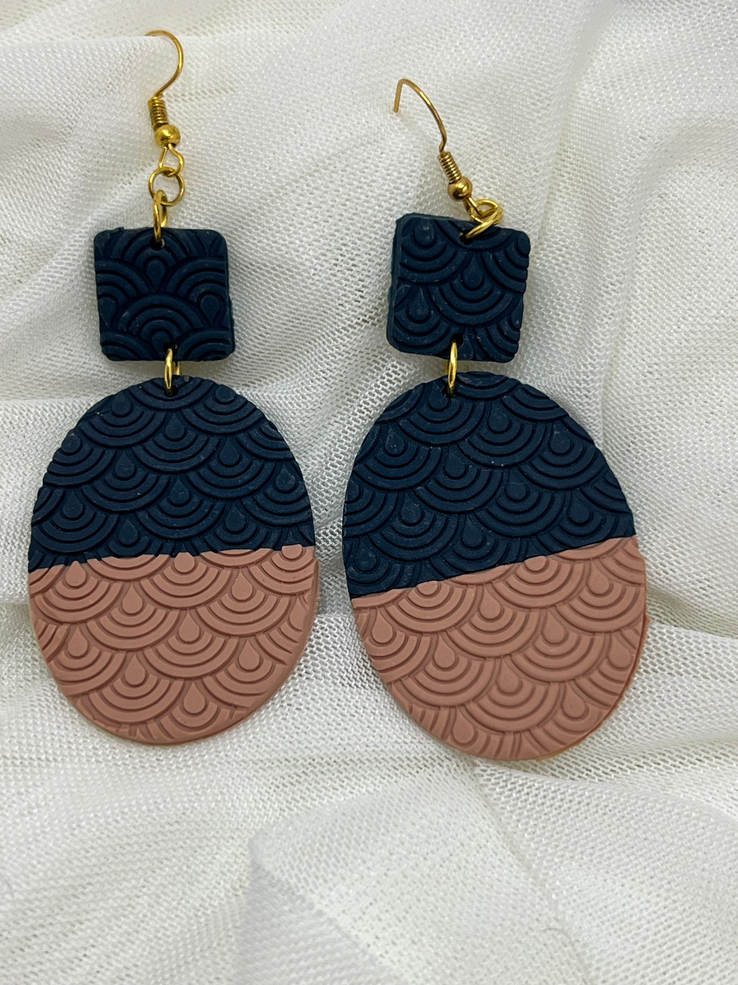 Navy & Tan Textured Dangles