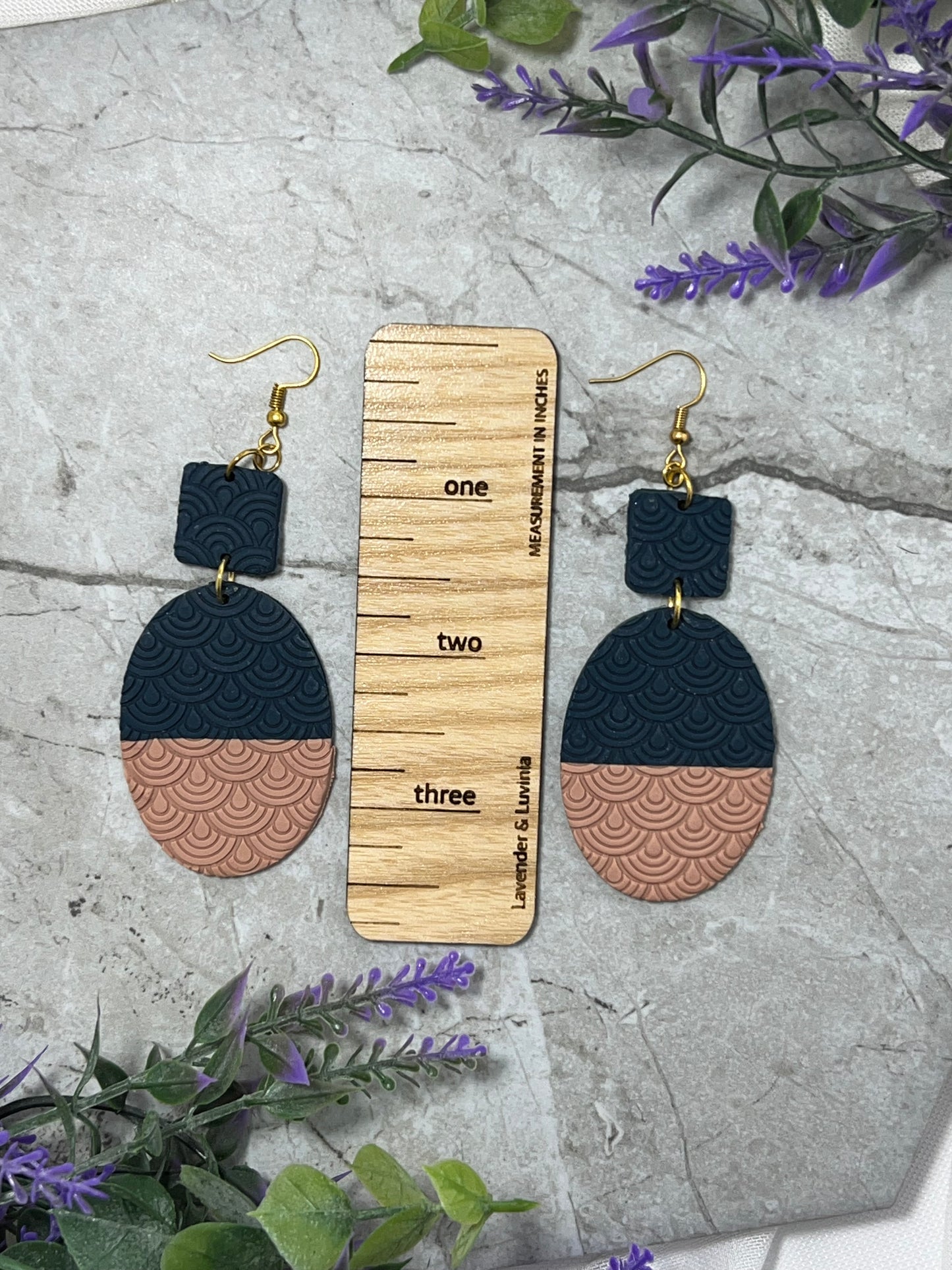 Navy & Tan Textured Dangles