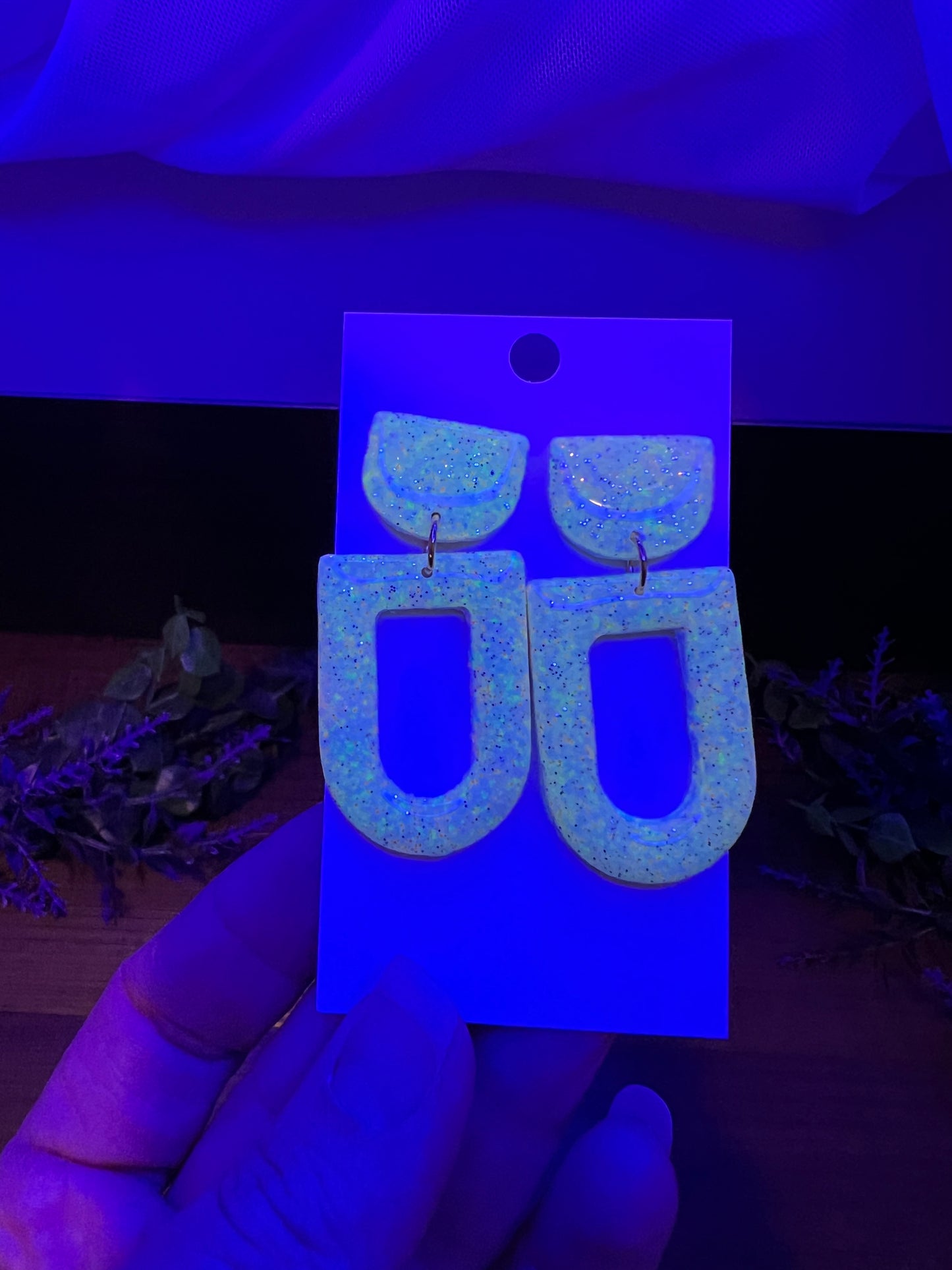 Medium Black Light Stud Dangles