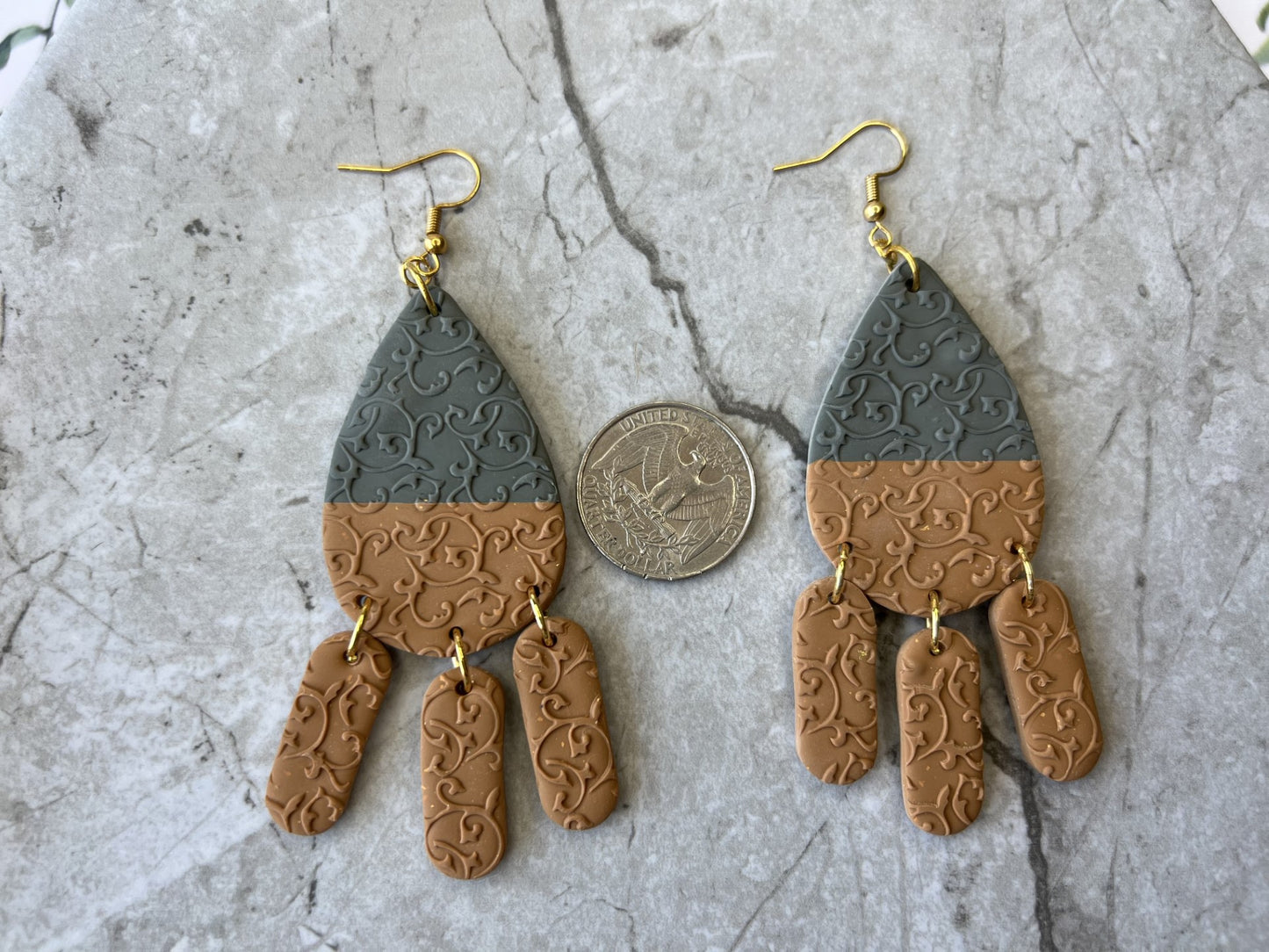 Sage & Golden Yellow Textured Dangles